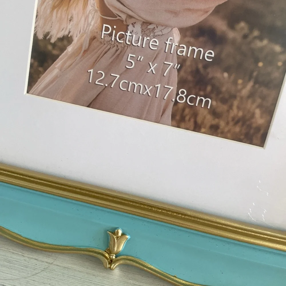Tiffany Blue and Gold Accented Picture Frame - NEW